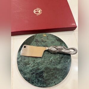 Arthur Court Elephant Cheese Knife and marble tray NEW IN BOX